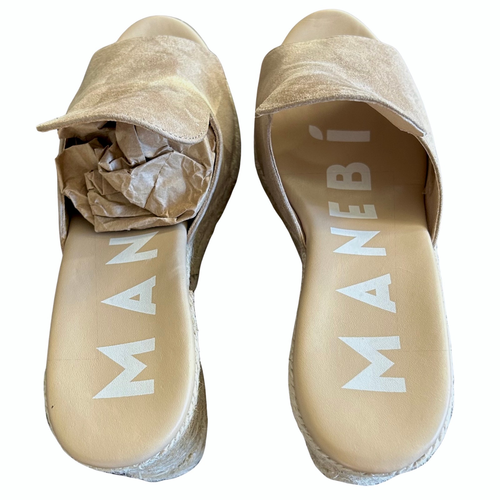 Manebi Hamptons Sabot Wedge Sandals Suede Espadrille Mule 38 7.5 — image 7 of 8